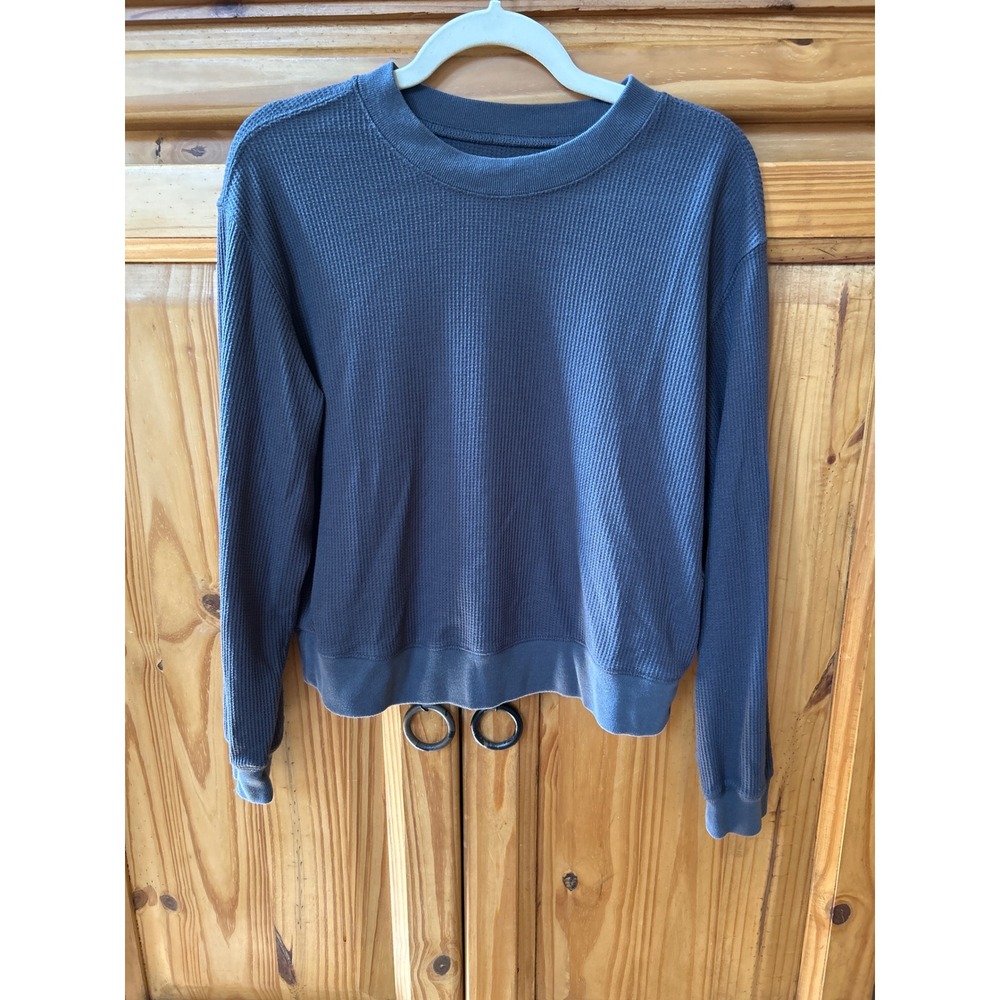 Abercrombie & Fitch Women's Grey Waffle Knit Thermal Long Sleeve Top Size M